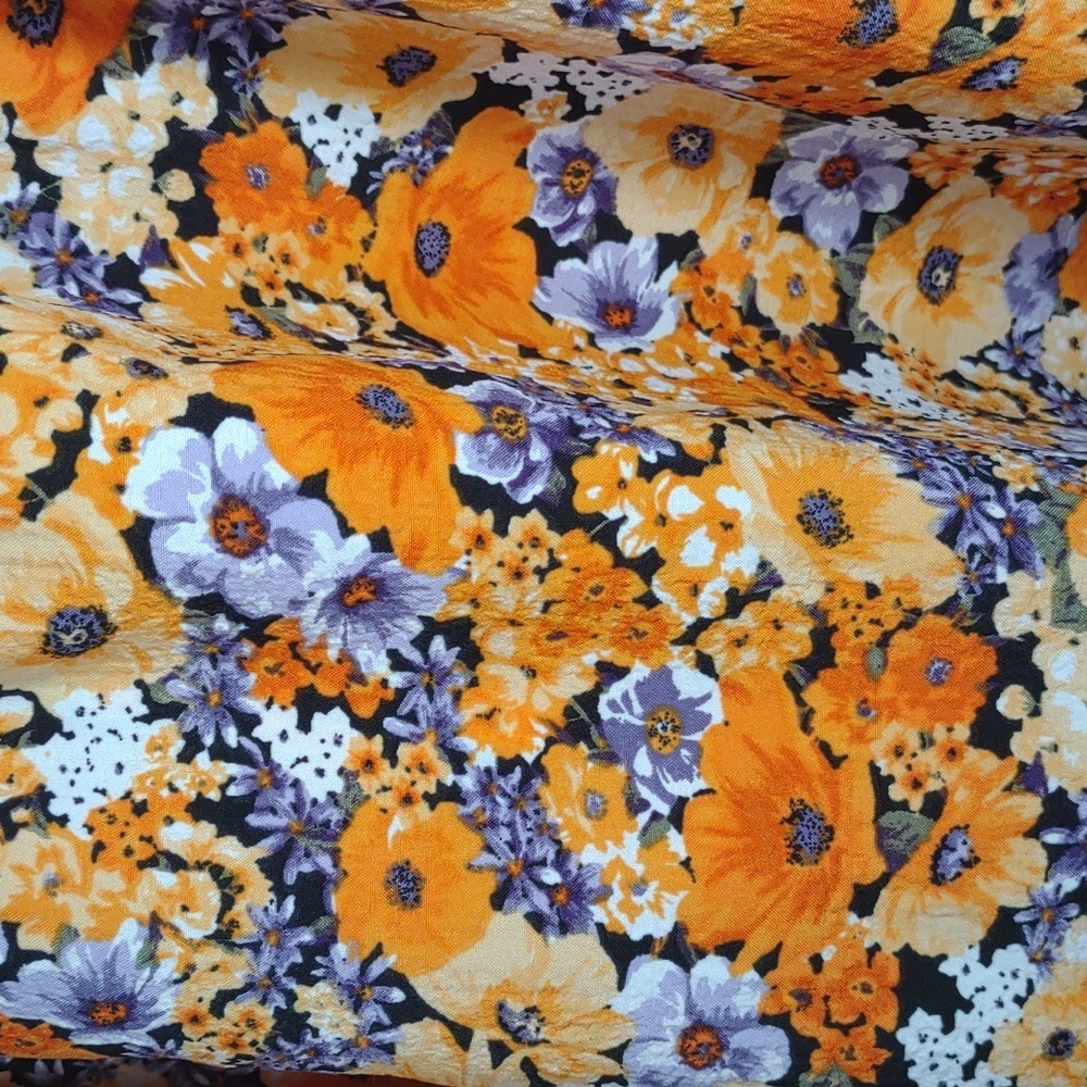 Divided Floral Babydoll Dress Orange Wildflower Spring Summer Sun Dress XS - Picture 12 of 15